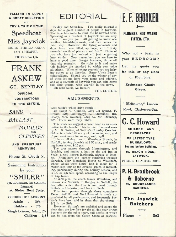 Jaywick Journal, Issue No. 3, page 1.